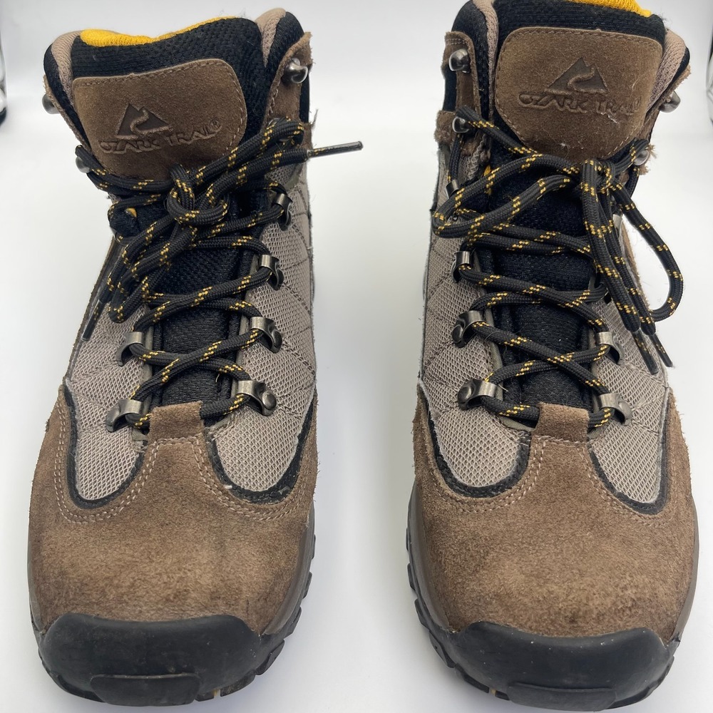 Ozark Trail Shoes Men's Size‎ US 9 Brown Black Gray Leather Lace-Up Hiking Boots